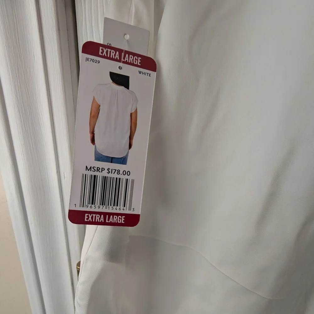 JOIE WOMEN'S WHITE SHORT SLEEVE SCALLOP EDGE TOP SIZE XL - Picture 8 of 10